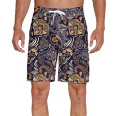 Paisley Texture, Floral Ornament Texture Men s Beach Shorts by nateshop