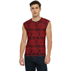 Red Floral Pattern Floral Greek Ornaments Men s Raglan Cap Sleeve T-shirt by nateshop