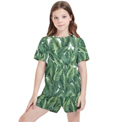 Tropical Leaves Kids  T-shirt And Sports Shorts Set by goljakoff