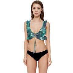 Dolphin Sea Ocean Low Cut Ruffle Edge Bikini Top by Cemarart