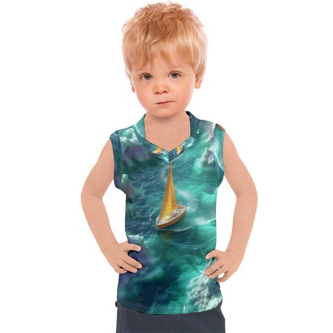 Dolphins Sea Ocean Water Kids  Sport Tank Top by Cemarart