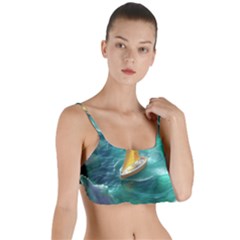 Seascape Boat Sailing Layered Top Bikini Top  by Cemarart