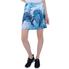 Dolphin Swimming Sea Ocean Tennis Skirt by Cemarart