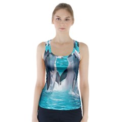 Dolphins Sea Ocean Racer Back Sports Top by Cemarart