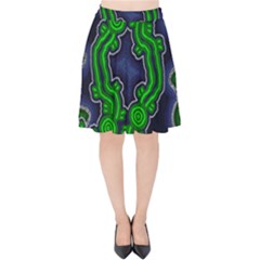 Authentic Aboriginal Art - After The Rain Velvet High Waist Skirt by hogartharts