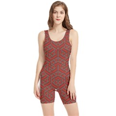 Hexagon Motif Geometric Tribal Style Pattern Women s Wrestling Singlet by dflcprintsclothing