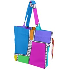 Shapes Texture Colorful Cartoon Drawstring Tote Bag by Cemarart