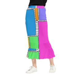 Shapes Texture Colorful Cartoon Maxi Fishtail Chiffon Skirt by Cemarart