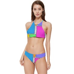 Shapes Texture Colorful Cartoon Banded Triangle Bikini Set by Cemarart