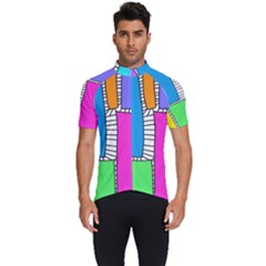 Shapes Texture Colorful Cartoon Men s Short Sleeve Cycling Jersey by Cemarart