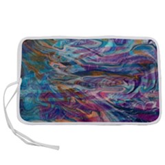 Abstarct Cobalt Waves Pen Storage Case (l) by kaleidomarblingart