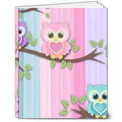 Owls Family Stripe Tree 8  X 10  Hardcover Notebook by Bedest