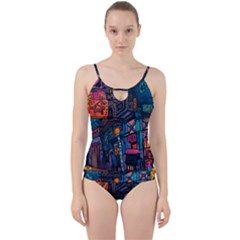 Wallet City Art Graffiti Cut Out Top Tankini Set by Bedest