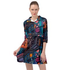 Wallet City Art Graffiti Mini Skater Shirt Dress by Bedest