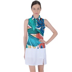 Leaves-3923413 Women s Sleeveless Polo T-shirt by lipli