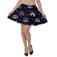 Wallpaper Pattern Rainbow Velvet Skater Skirt by Maspions