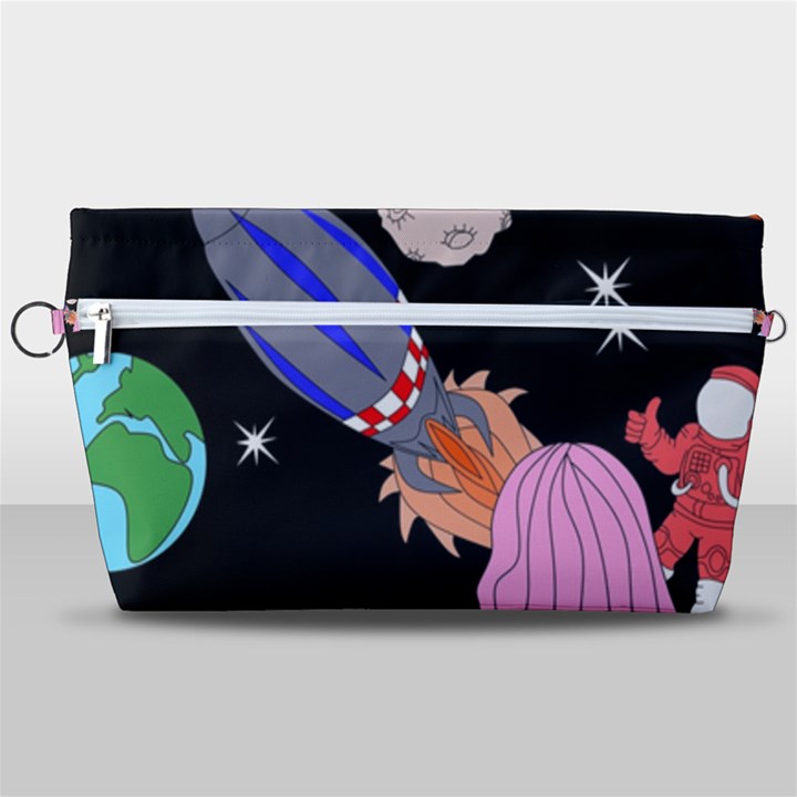 Girl Bed Space Planets Spaceship Rocket Astronaut Galaxy Universe Cosmos Woman Dream Imagination Bed Handbag Organizer