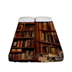 Room Interior Library Books Bookshelves Reading Literature Study Fiction Old Manor Book Nook Reading Fitted Sheet (full/ Double Size) by Grandong