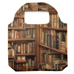 Room Interior Library Books Bookshelves Reading Literature Study Fiction Old Manor Book Nook Reading Premium Foldable Grocery Recycle Bag by Grandong