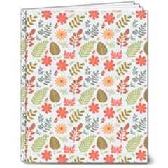 Background Pattern Flowers Design Leaves Autumn Daisy Fall 8  X 10  Softcover Notebook by Maspions