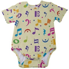 Seamless Pattern Musical Note Doodle Symbol Baby Short Sleeve Bodysuit by Apen