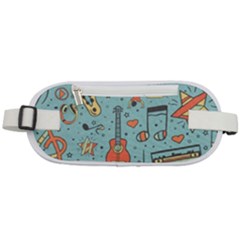 Seamless Pattern Musical Instruments Notes Headphones Player Rounded Waist Pouch by Apen