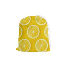 Lemon Fruits Slice Seamless Pattern Drawstring Pouch (medium) by Apen