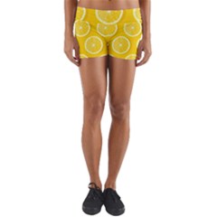 Lemon Fruits Slice Seamless Pattern Yoga Shorts by Apen