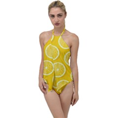 Lemon Fruits Slice Seamless Pattern Go With The Flow One Piece Swimsuit by Apen