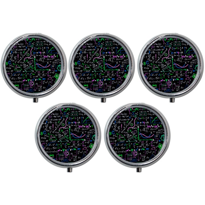 Math Linear Mathematics Education Circle Background Mini Round Pill Box (Pack of 5)