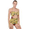 Childish Seamless Pattern With Dino Driver Scallop Top Cut Out Swimsuit View1