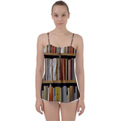 Book Nook Books Bookshelves Comfortable Cozy Literature Library Study Reading Reader Reading Nook Ro Babydoll Tankini Top by Maspions