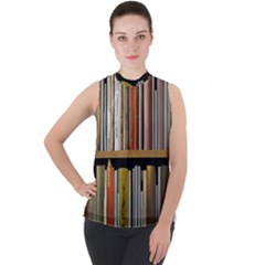 Book Nook Books Bookshelves Comfortable Cozy Literature Library Study Reading Reader Reading Nook Ro Mock Neck Chiffon Sleeveless Top by Maspions