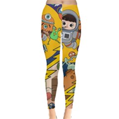 Astronaut Moon Monsters Spaceship Universe Space Cosmos Everyday Leggings  by Maspions