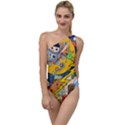 Astronaut Moon Monsters Spaceship Universe Space Cosmos To One Side Swimsuit View1