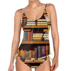 Book Nook Books Bookshelves Comfortable Cozy Literature Library Study Reading Room Fiction Entertain Tankini Set by Maspions