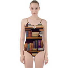 Book Nook Books Bookshelves Comfortable Cozy Literature Library Study Reading Room Fiction Entertain Cut Out Top Tankini Set by Maspions