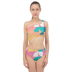 Abstract Geometric Bauhaus Polka Dots Retro Memphis Art Spliced Up Two Piece Swimsuit by Maspions