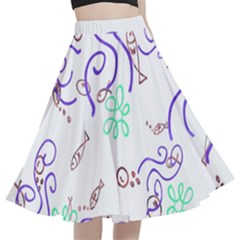 Fish Lilies Sea Aquatic Flowers Algae Bubble Animal Wildlife Nature Ocean A-line Full Circle Midi Skirt With Pocket by Bedest