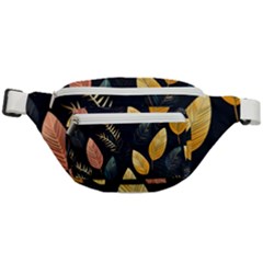 Gold Yellow Leaves Fauna Dark Background Dark Black Background Black Nature Forest Texture Wall Wall Fanny Pack by Bedest