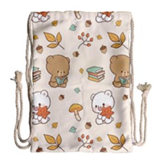 Bear Cartoon Background Pattern Seamless Animal Drawstring Bag (large) by Maspions