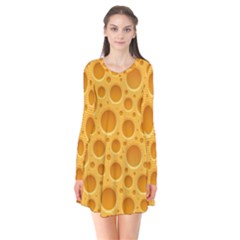 Cheese Texture Food Textures Long Sleeve V-neck Flare Dress by nateshop