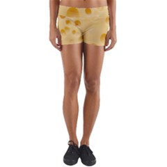 Cheese Texture, Yellow Cheese Background Yoga Shorts by nateshop