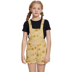 Cheese Texture, Yellow Cheese Background Kids  Short Overalls by nateshop