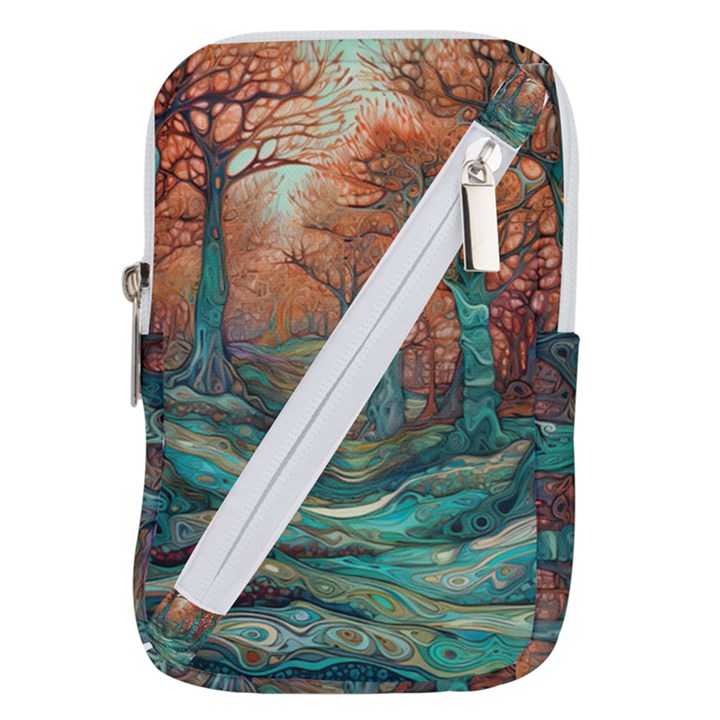 Trees Tree Forest Mystical Forest Nature Junk Journal Scrapbooking Landscape Nature Belt Pouch Bag (Small)