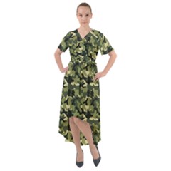 Camouflage Pattern Front Wrap High Low Dress by goljakoff