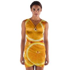 Oranges Textures, Close-up, Tropical Fruits, Citrus Fruits, Fruits Wrap Front Bodycon Dress by nateshop