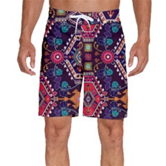 Pattern, Ornament, Motif, Colorful Men s Beach Shorts by nateshop