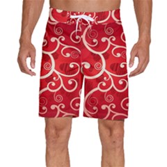 Patterns, Corazones, Texture, Red, Men s Beach Shorts by nateshop