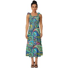 Patterns, Green Background, Texture Tie-strap Tiered Midi Chiffon Dress by nateshop